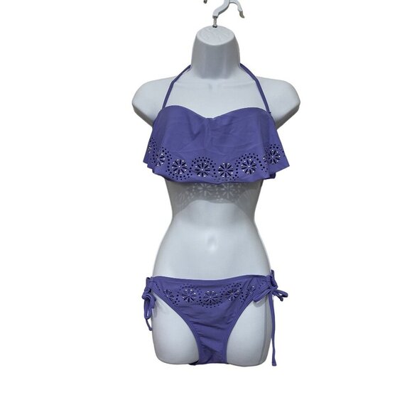 Ninety Six Degrees Purple Bikini Size L bottom Size XL top Removable Halter Tie - Picture 1 of 12